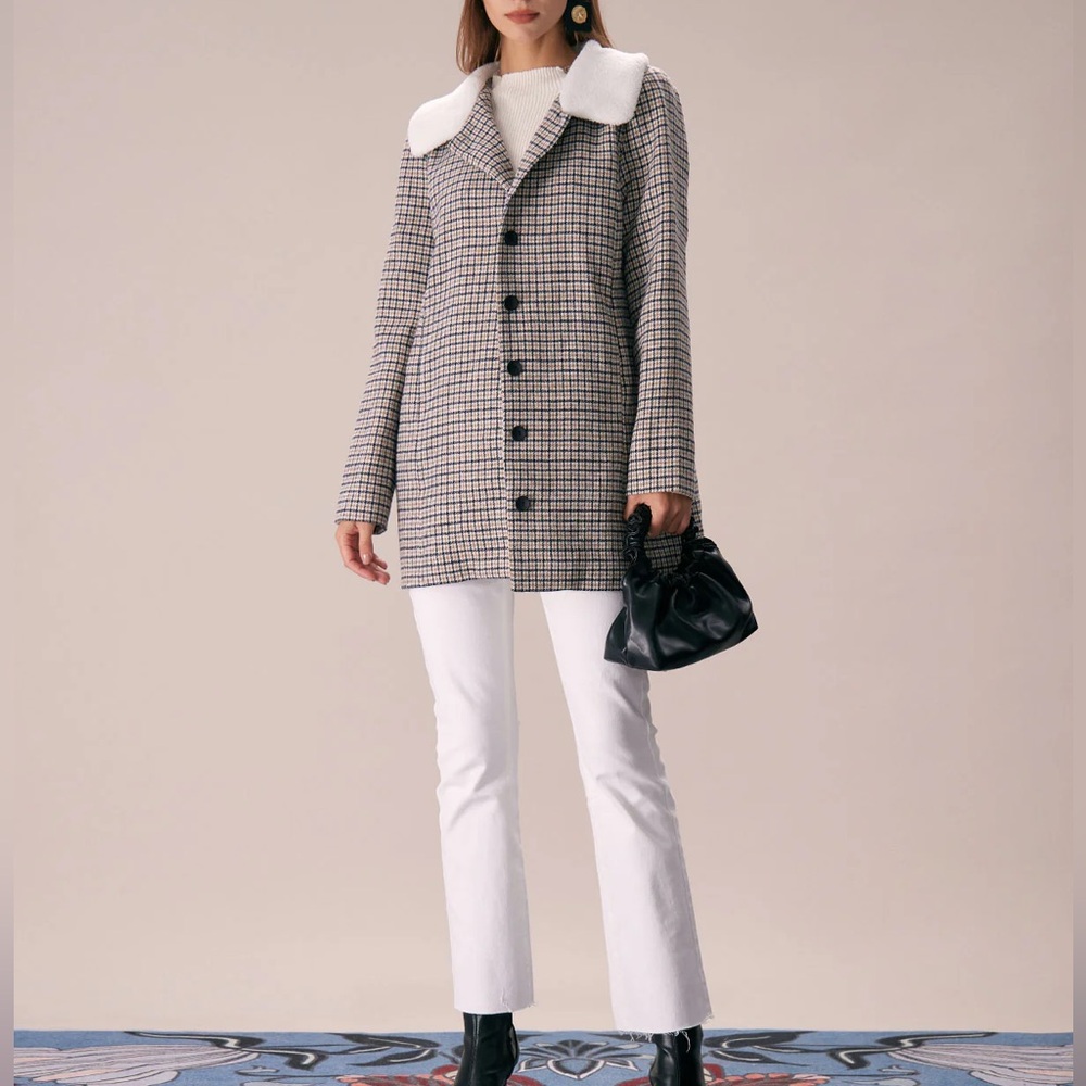 Rihoas Khaki Lapel Single Breasted Plaid Blazer - Picture 2 of 6